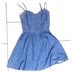 LC Lauren Conrad 12 Mid Blue Polka Dot Strap Dress